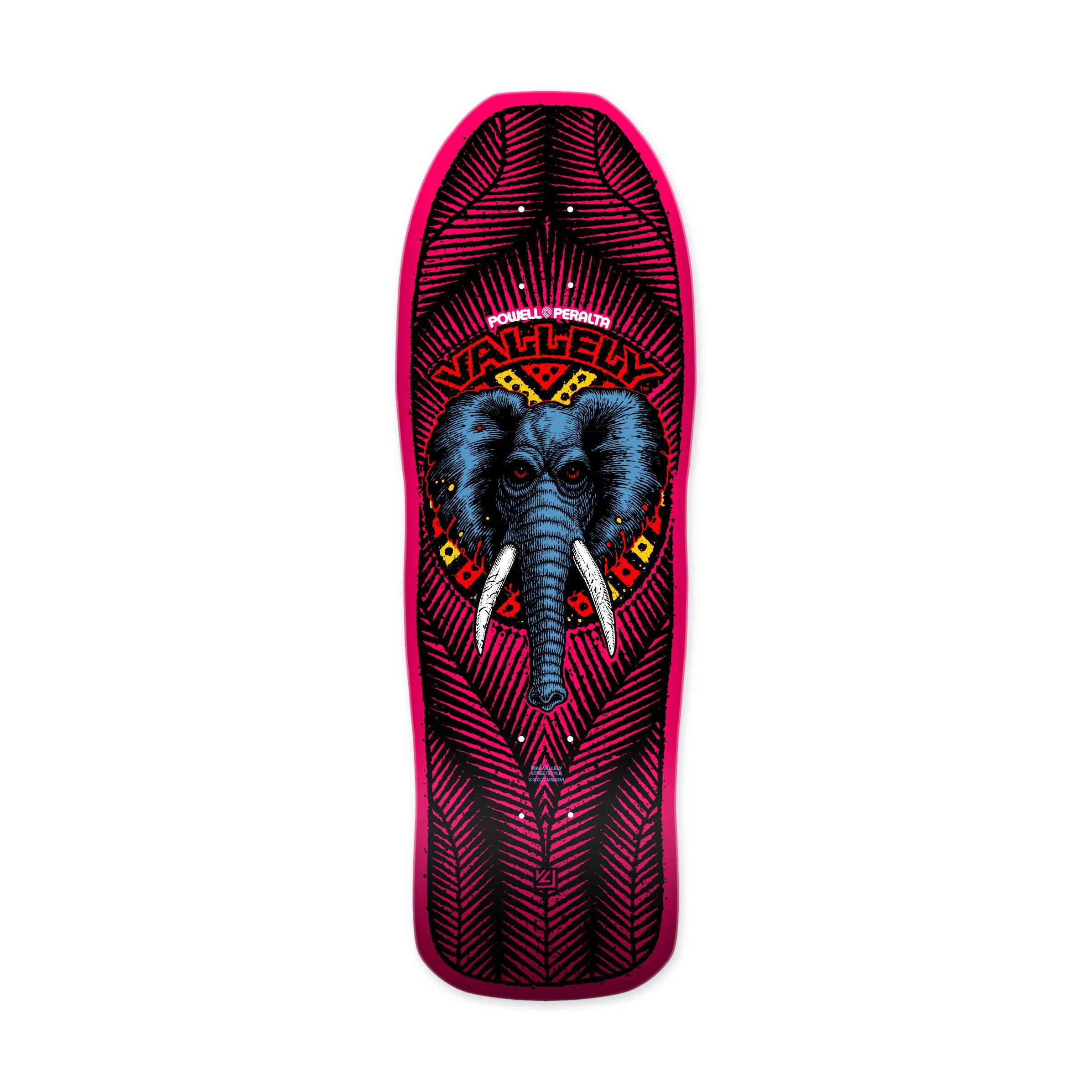 Powell Peralta Mike Vallely Elephant Reissue Skateboard Deck, Pink, 9