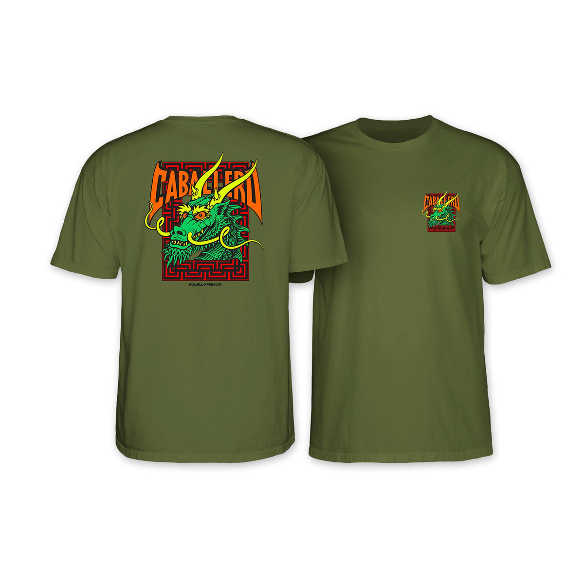 Powell Peralta Caballero Street Dragon T-Shirt, Military Green, Medium