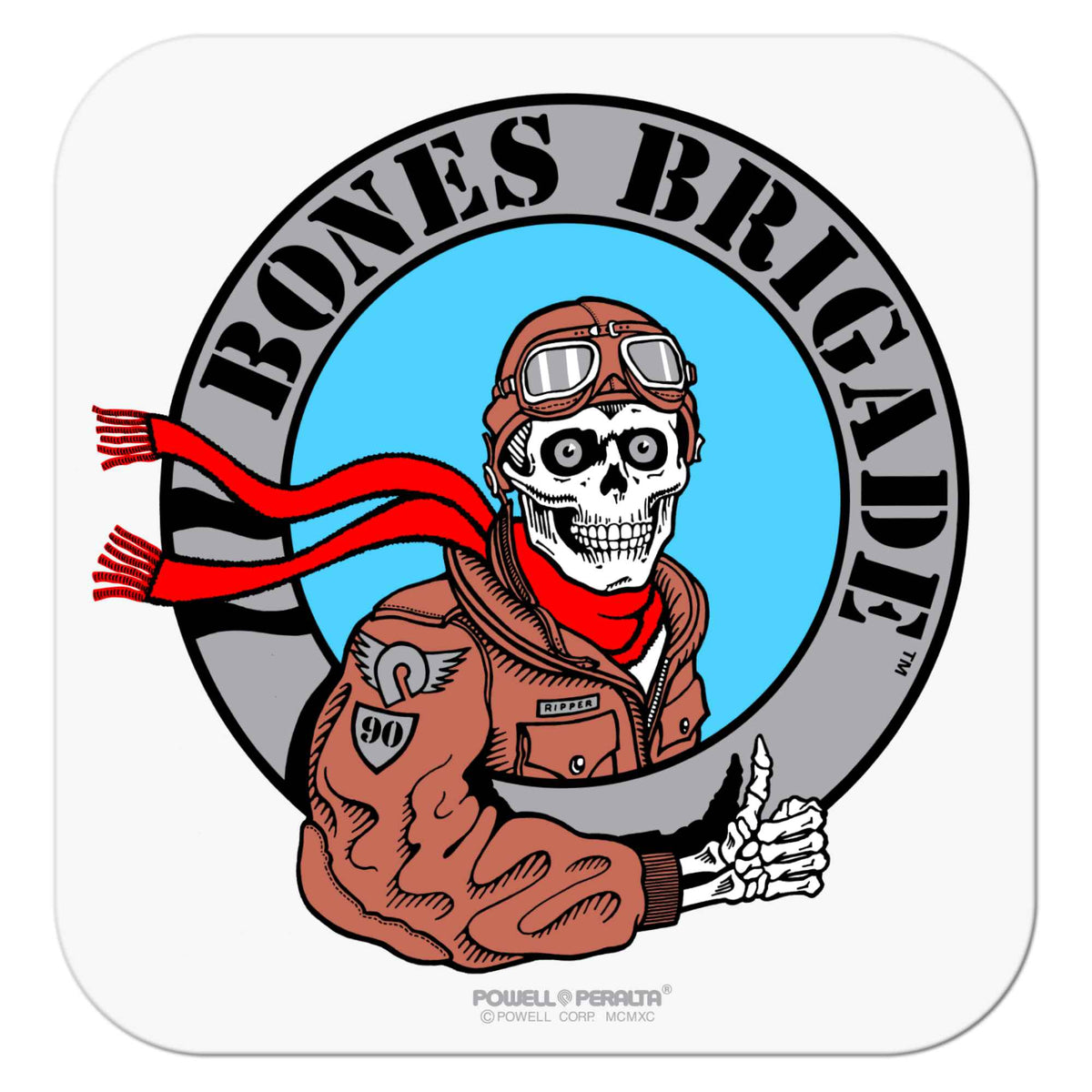 Powell Peralta Bones Brigade Ripper Pilot Sticker, Silver