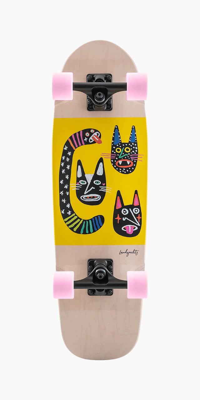 Landyachtz Dinghy 28" Complete, Blunt Wild Cats, Pink Wheel