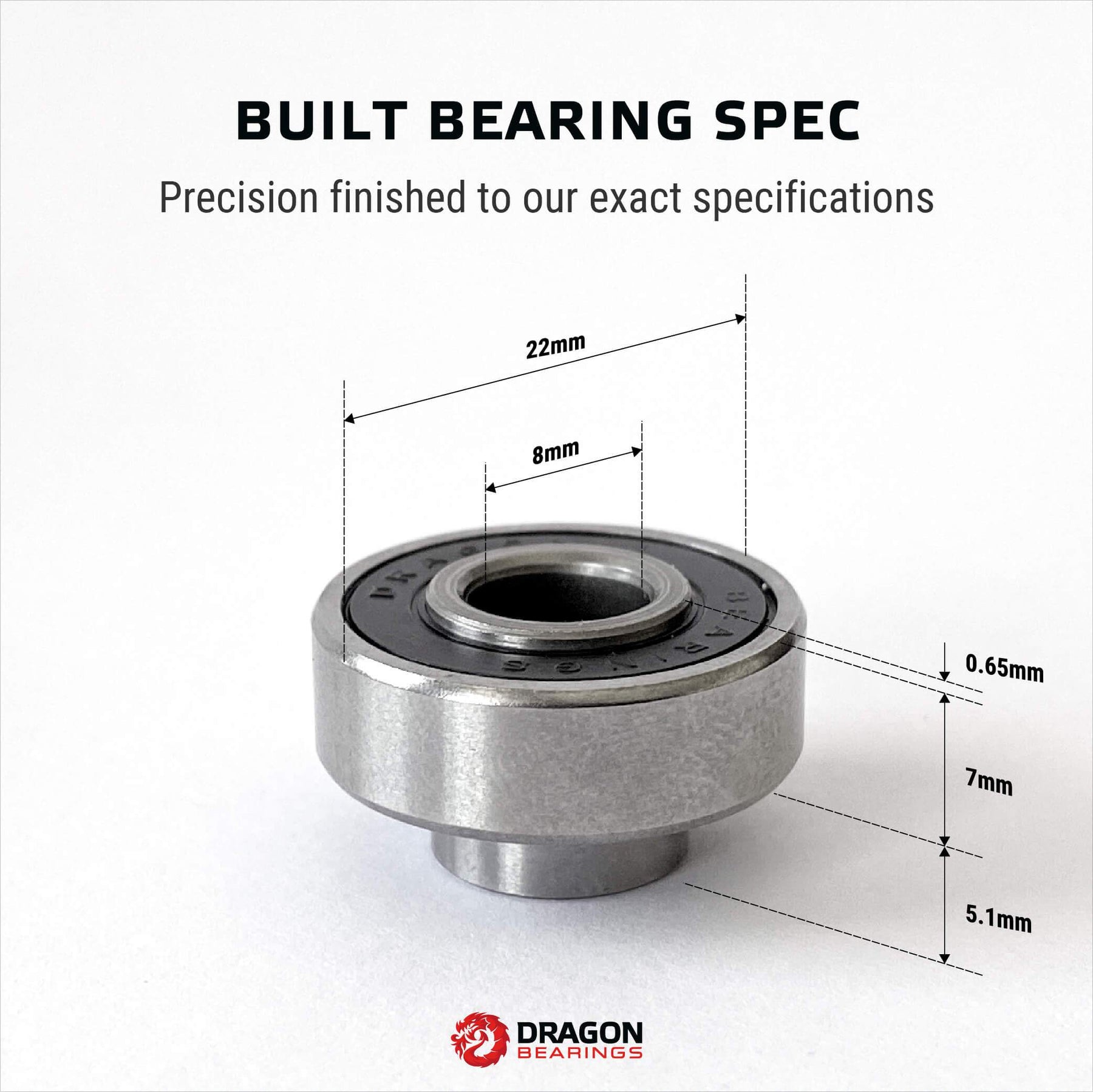Dragon BUILT Skateboard Bearings, 8-Pack