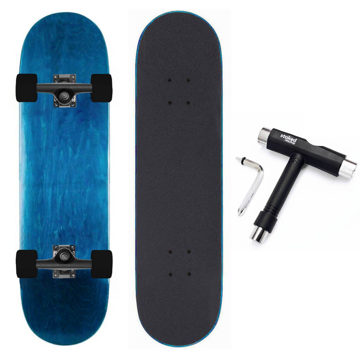 Stoked Ride Shop Blank Cruiser Complete, Black Trucks, All Stains, Multiple Widths