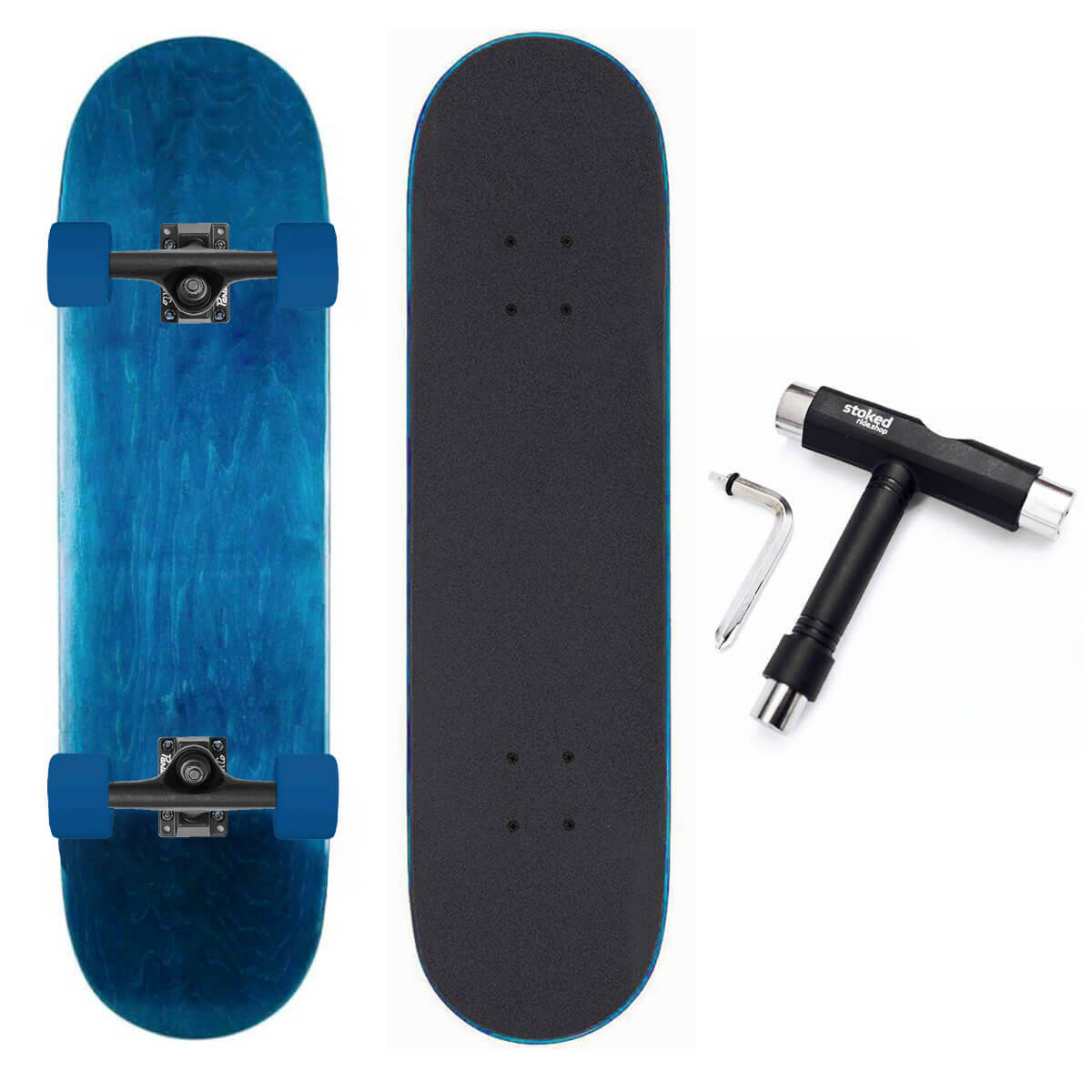 Stoked Ride Shop Blank Cruiser Complete, Black Trucks, All Stains, Multiple Widths