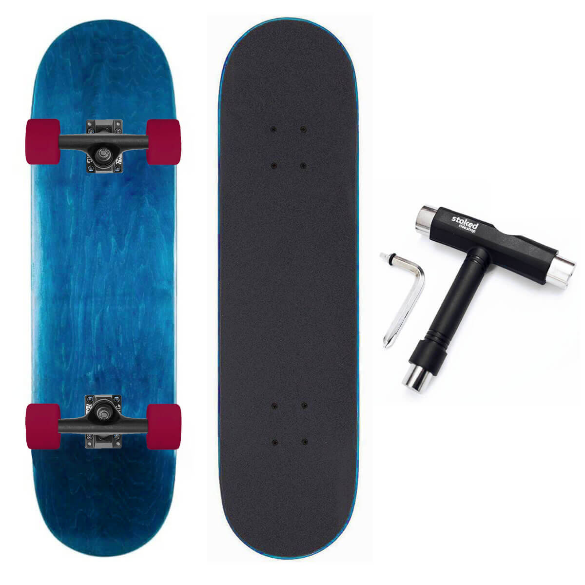 Stoked Ride Shop Blank Cruiser Complete, Black Trucks, All Stains, Multiple Widths