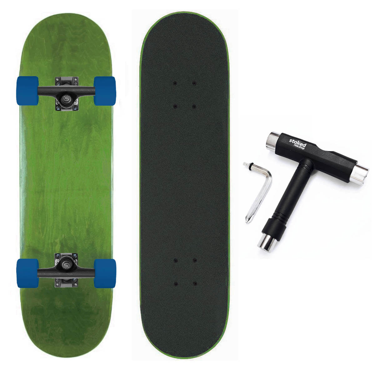 Stoked Ride Shop Blank Cruiser Complete, Black Trucks, All Stains, Multiple Widths