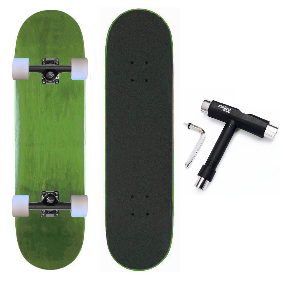 Stoked Ride Shop Blank Cruiser Complete, Black Trucks, All Stains, Multiple Widths
