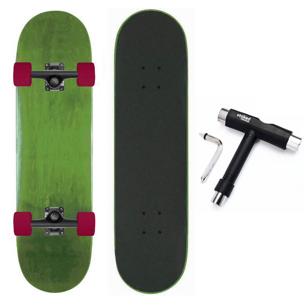 Stoked Ride Shop Blank Cruiser Complete, Black Trucks, All Stains, Multiple Widths