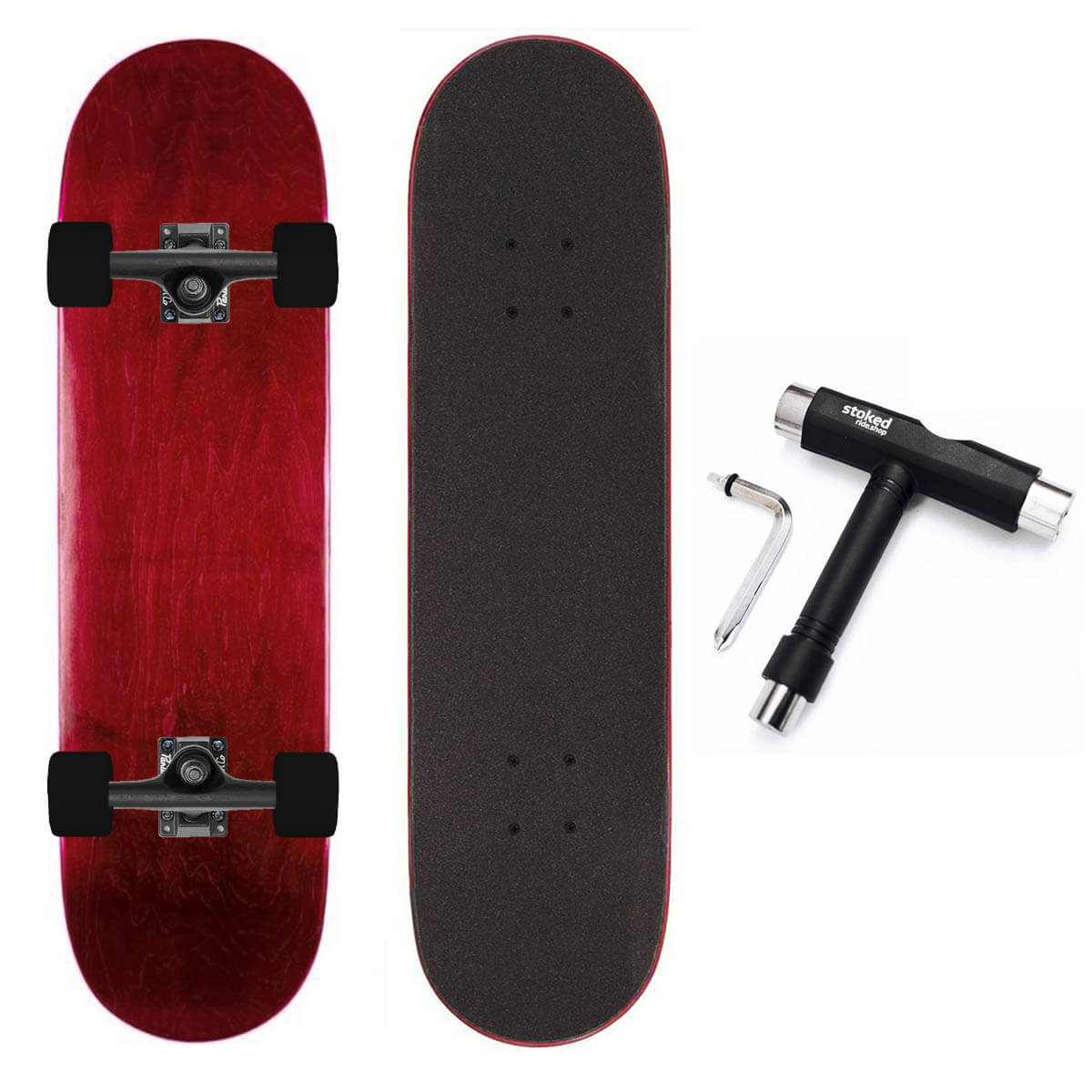 Stoked Ride Shop Blank Cruiser Complete, Black Trucks, All Stains, Multiple Widths