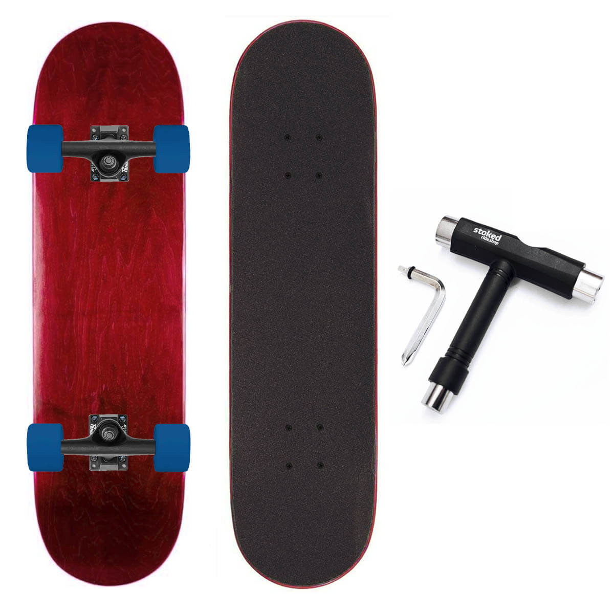 Stoked Ride Shop Blank Cruiser Complete, Black Trucks, All Stains, Multiple Widths
