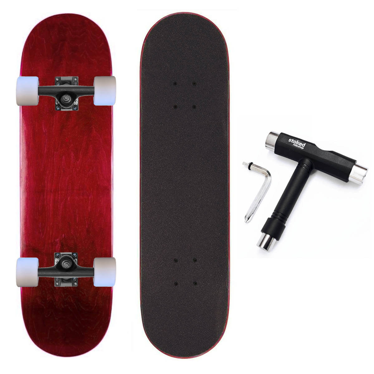 Stoked Ride Shop Blank Cruiser Complete, Black Trucks, All Stains, Multiple Widths