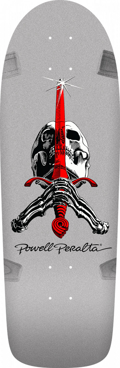 Powell-Peralta Ray Rodriguez OG Skull and Sword Skateboard Deck, Silver, 10"