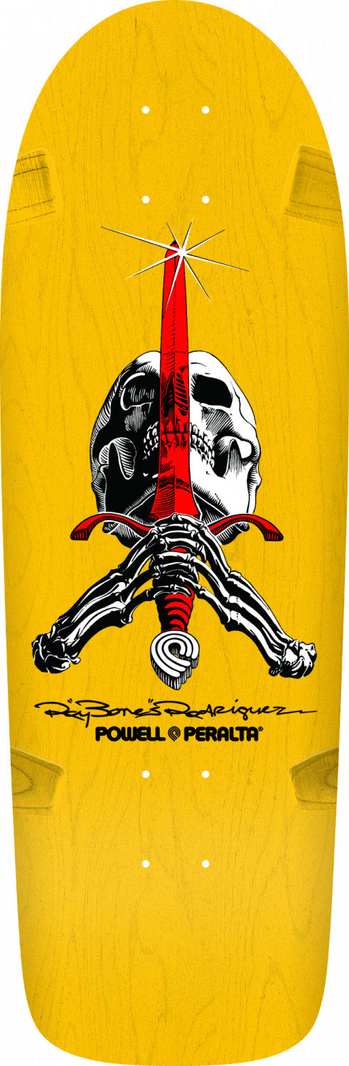 Powell-Peralta Ray Rodriguez OG Skull and Sword Skateboard Deck, Yellow, 10"