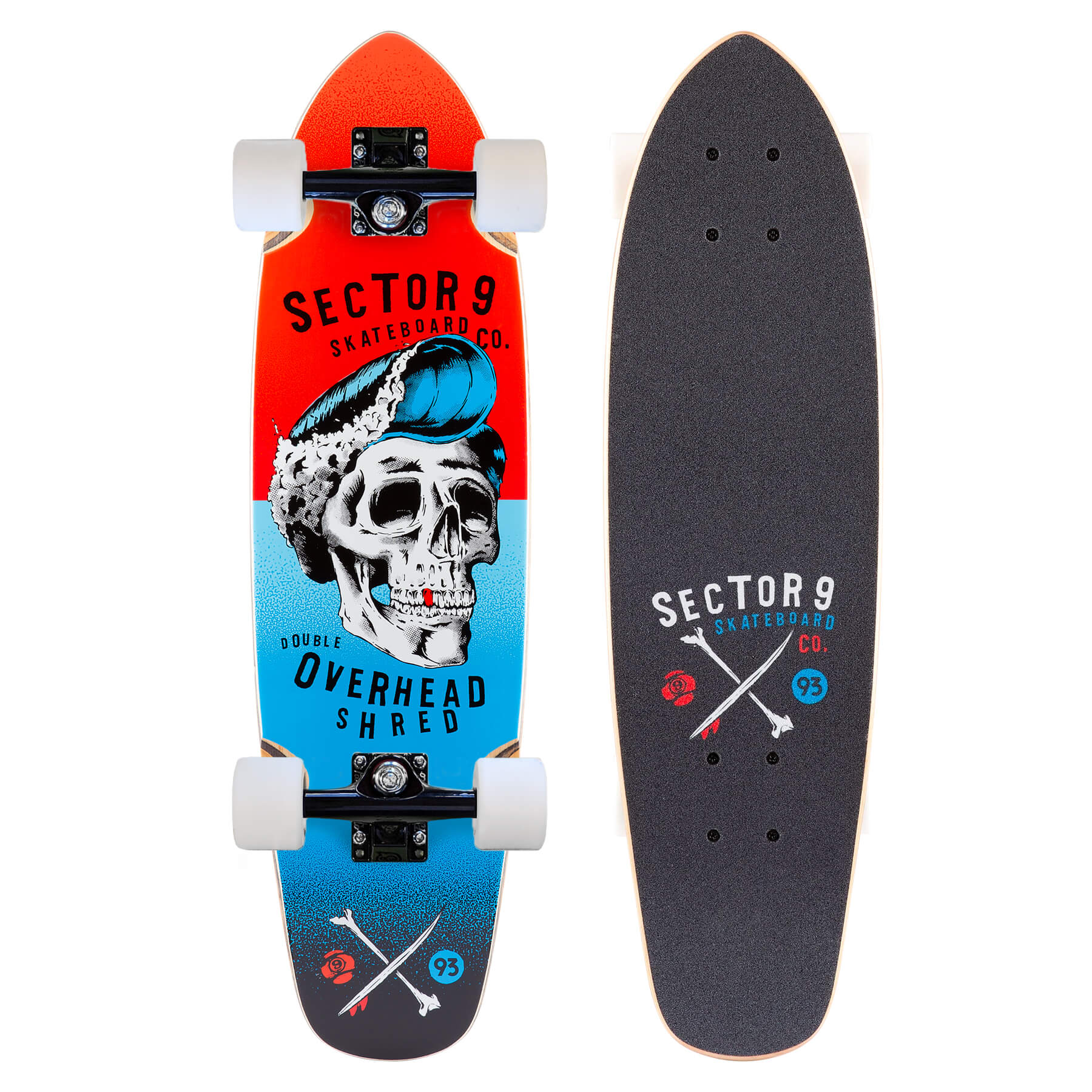 Sector 9 Hair Barrel Hopper, Red Mini Cruiser