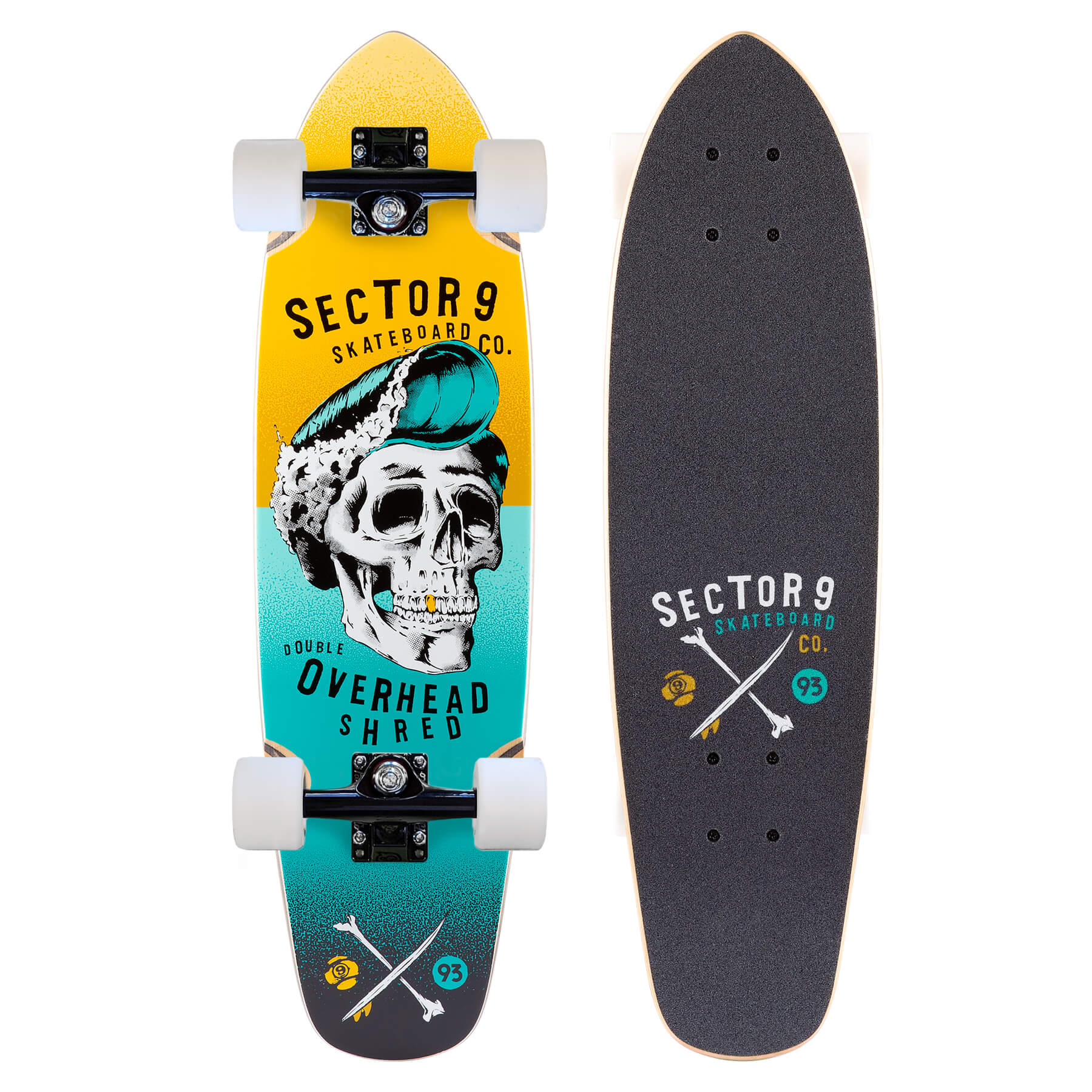 Sector 9 Hair Barrel Hopper, Yellow  Mini Cruiser Complete