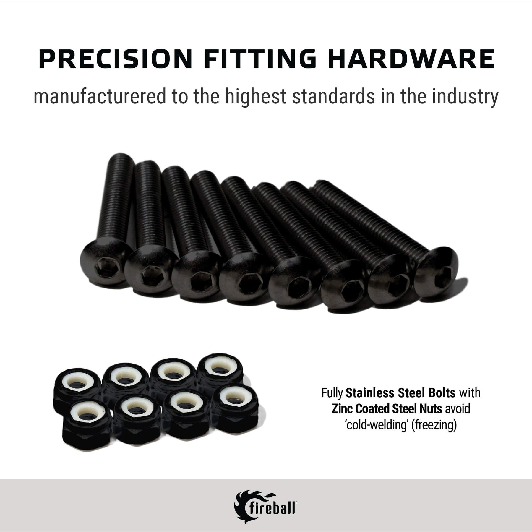 Fireball Dragon Black Stainless Steel Skateboard Hardware Set
