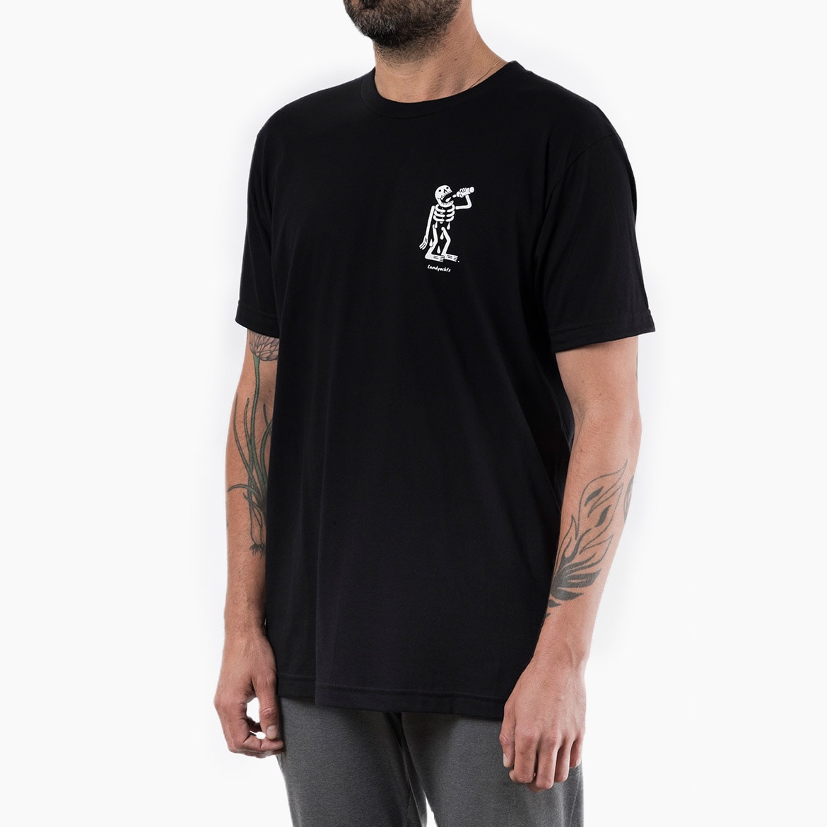 Landyachtz T-Shirt Thirsty Skeleton, Black