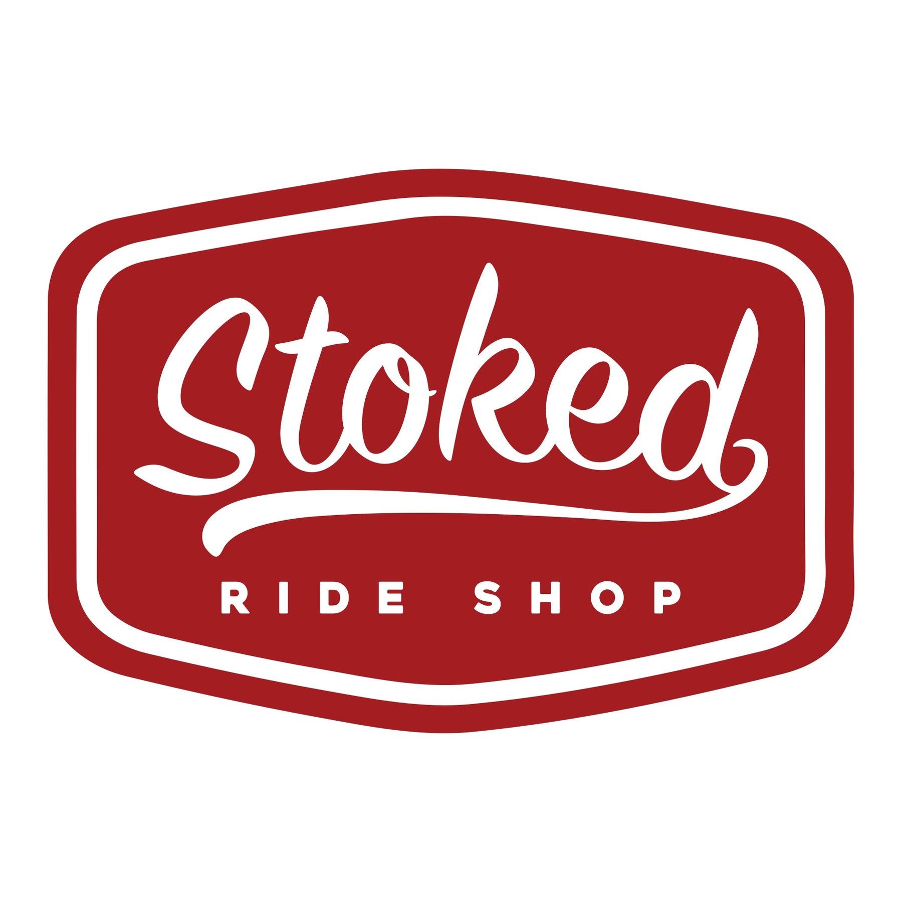 Stoked Retro Logo Red Sticker