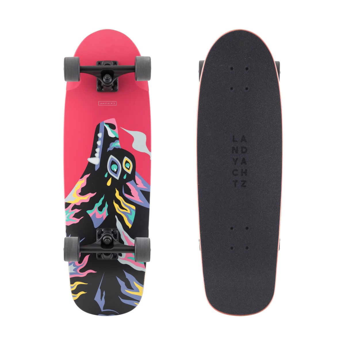 Landyachtz Tugboat Series Longboard Skateboard, Wolf Complete