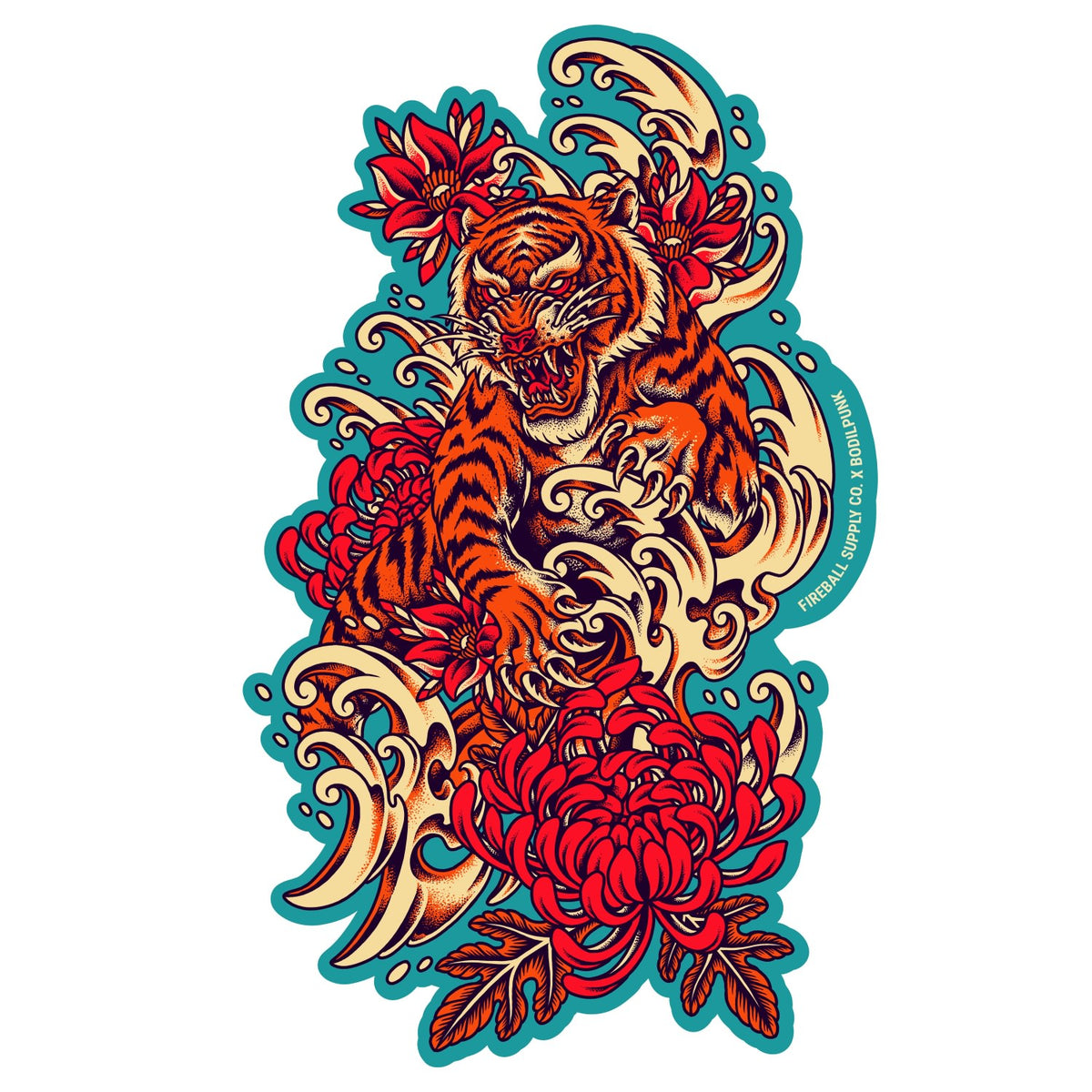 Fireball Bodilpunk Tiger Sticker - 1 Sticker