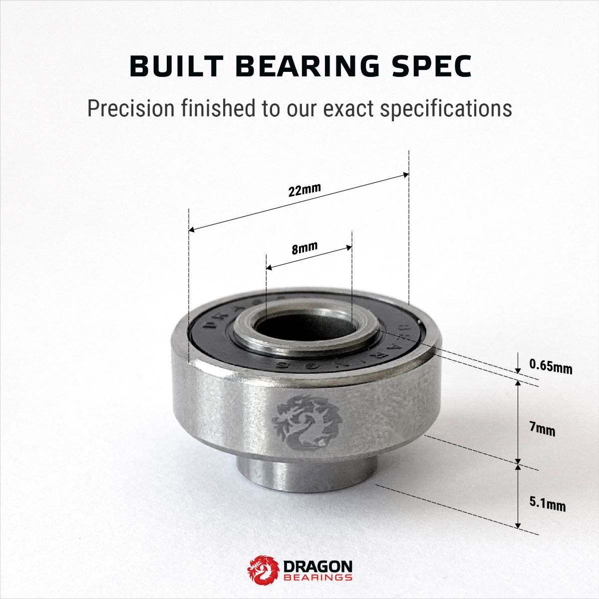Fireball Dragon BUILT Skateboard Bearing, Single Bearing