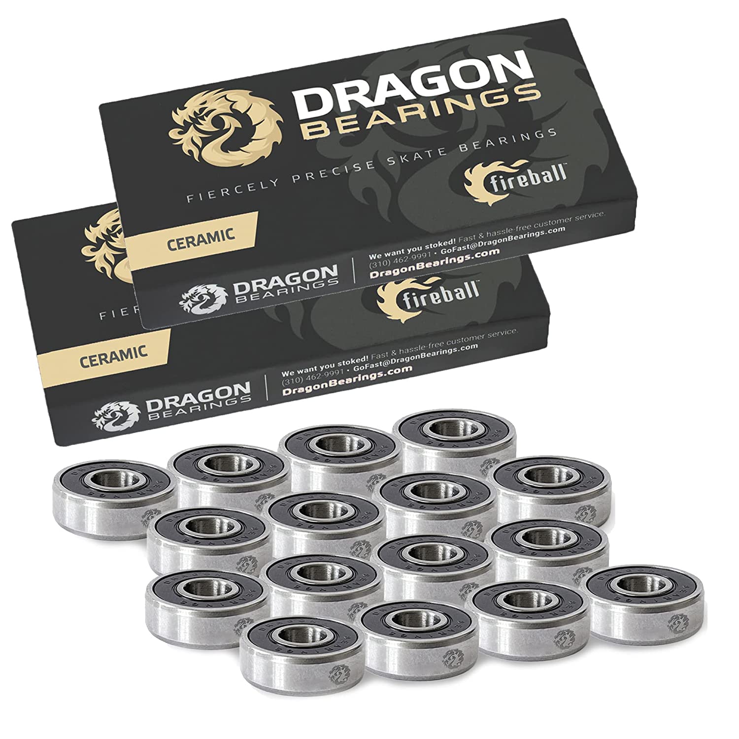 Fireball Dragon Bearings for Roller & Inline Skates, 16 Pack