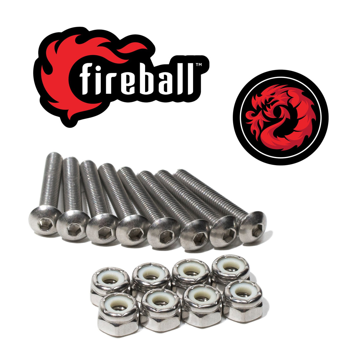 Fireball Dragon Stainless Steel Skateboard Hardware Set