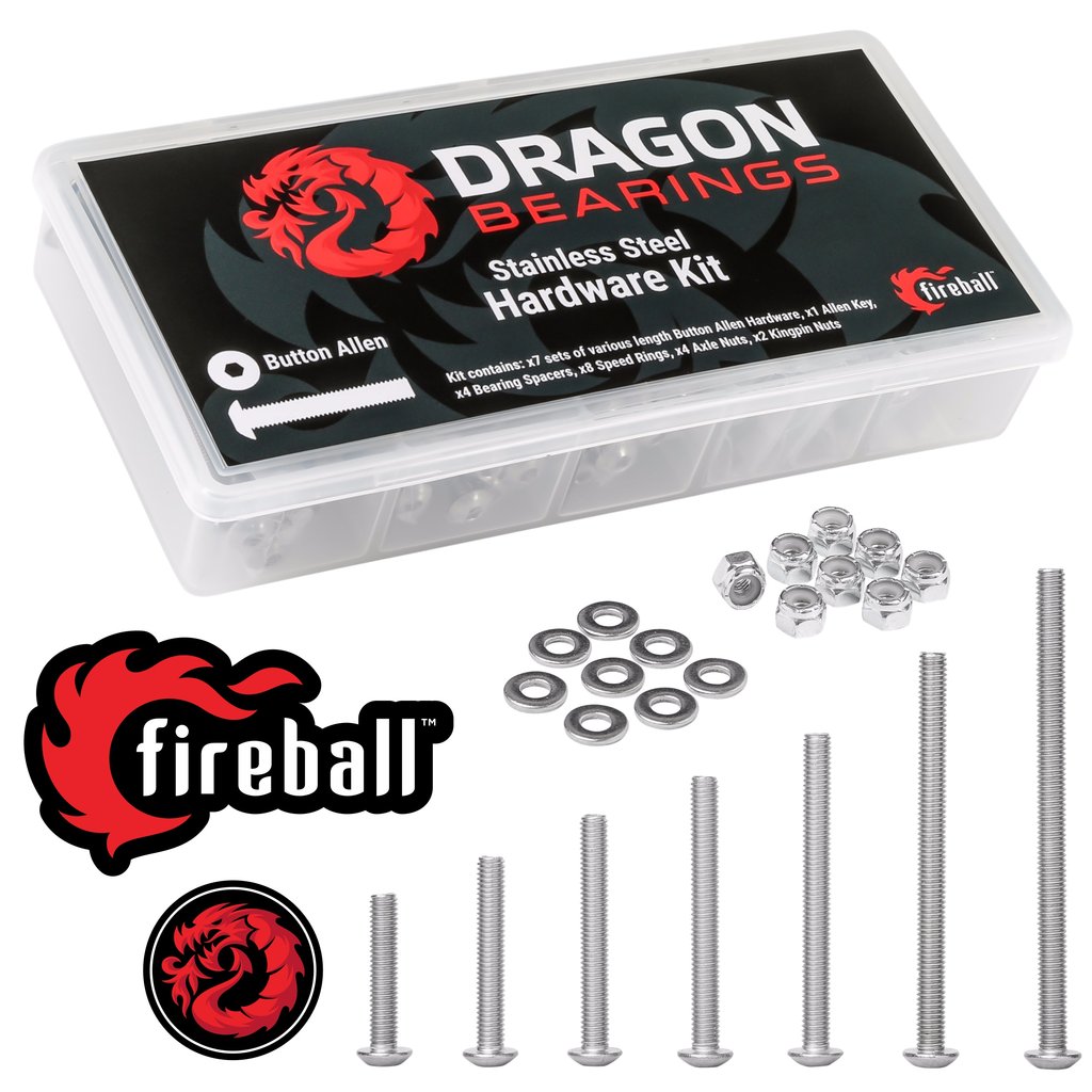 Fireball Dragon Stainless Steel Skateboard Hardware Set