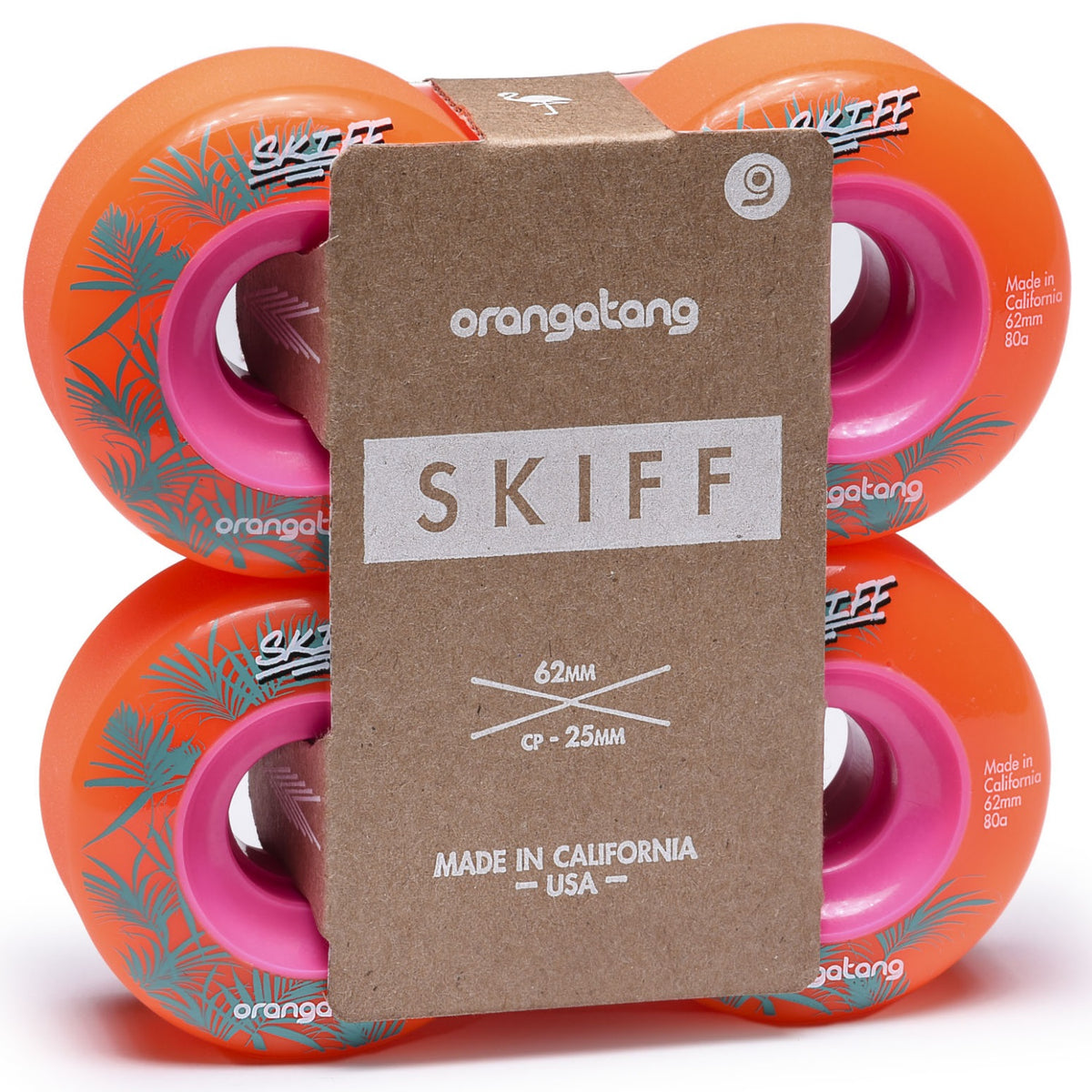 Orangatang Skiff Longboard Skateboard Wheels, 62mm