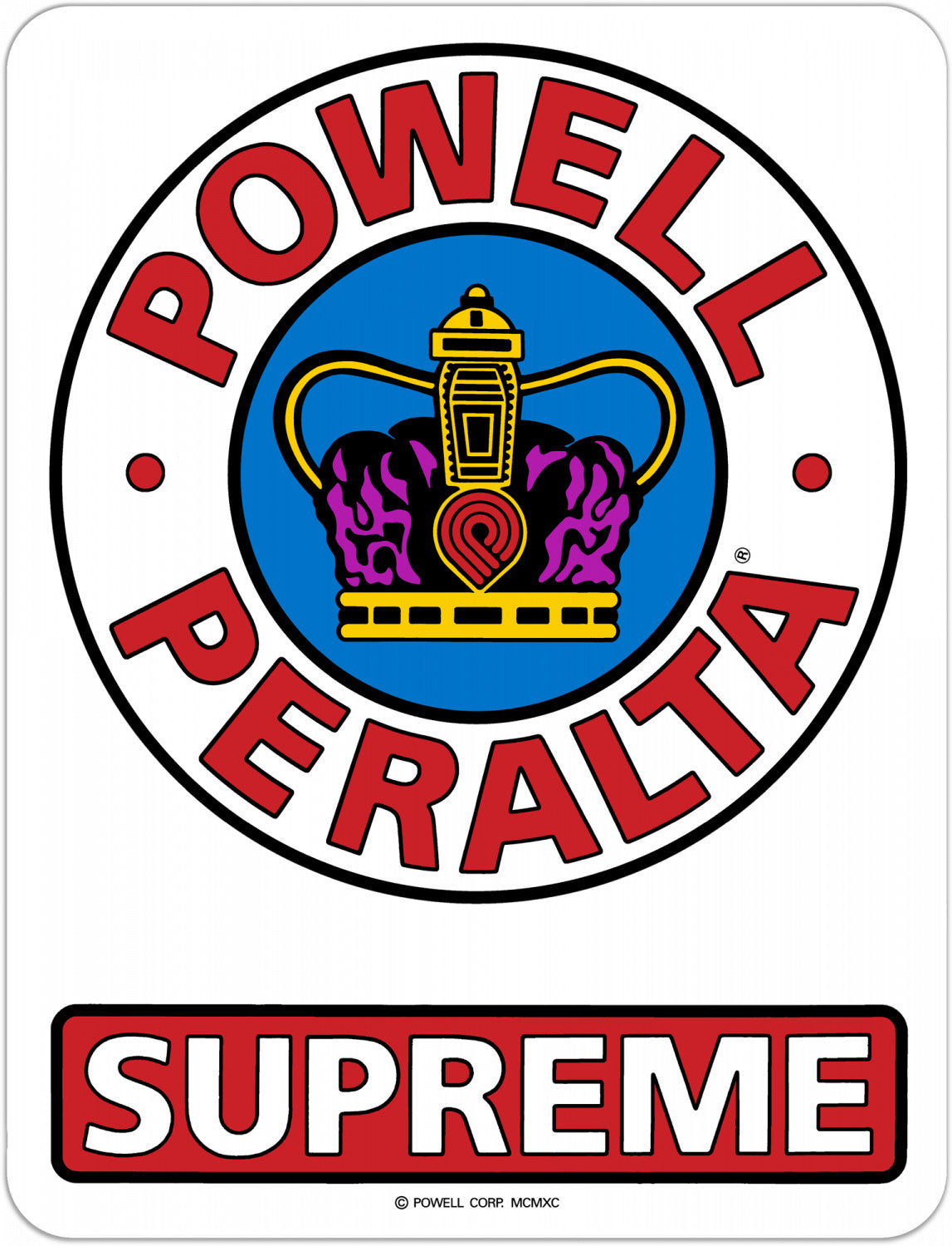 Powell-Peralta Supreme OG Sticker, Red/White/Blue, 6"