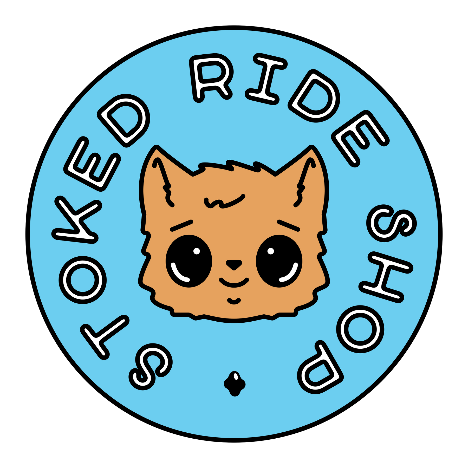 Stoked Ride Shop Sticker, Cute Kitty