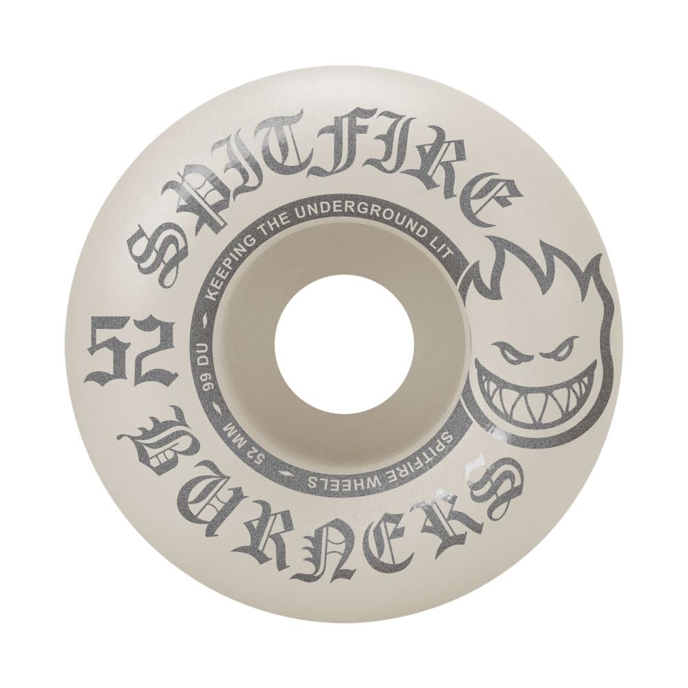 Spitfire Burners Wheels, White/Silver, 52mm/99a