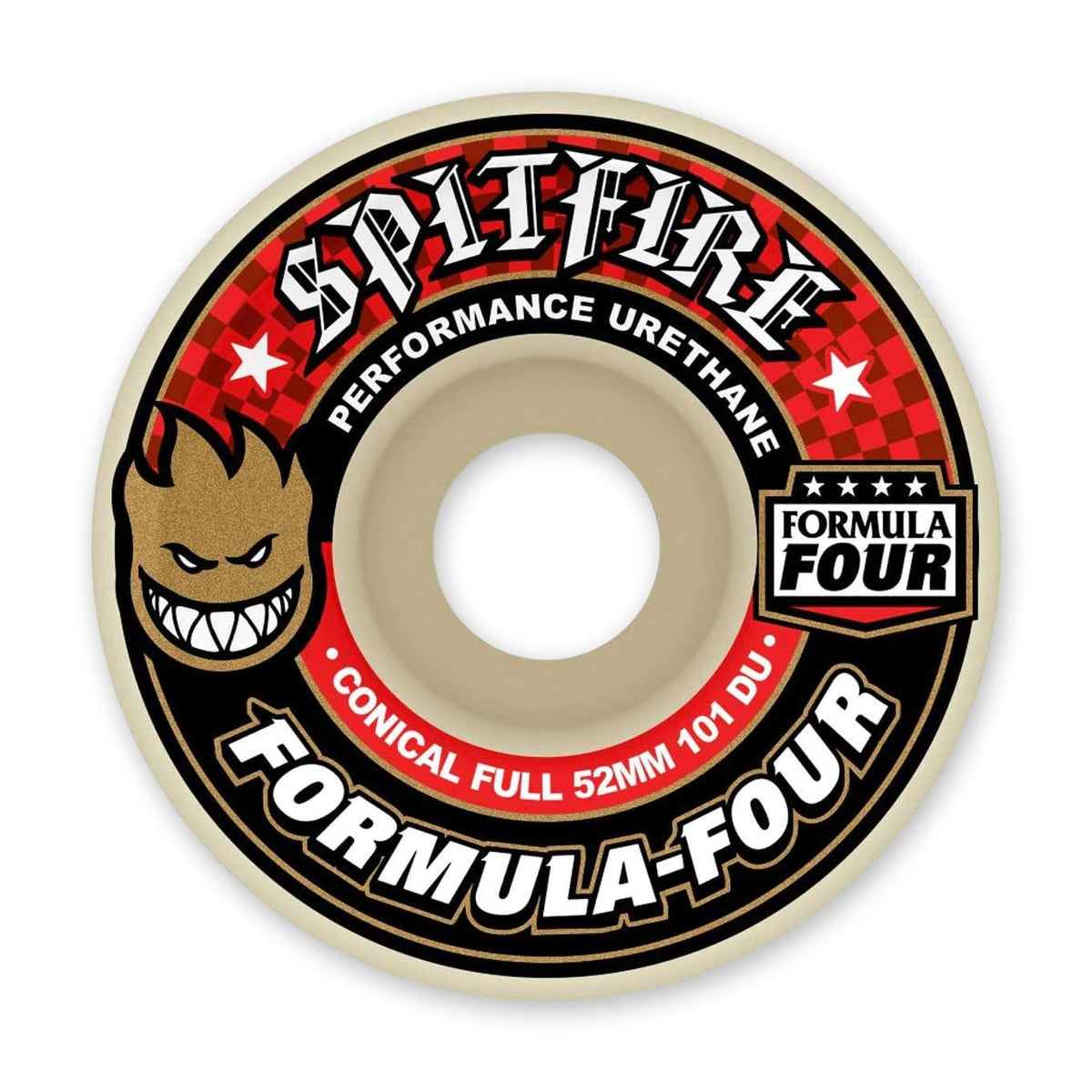 Spitfire Formula Four Conical Full Wheels, Red, 52mm/101a