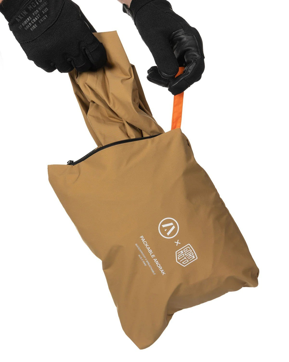 Akin Moto Gorm Moto Anokak Waterproof Motorcycle Jacket, Khaki, Medium