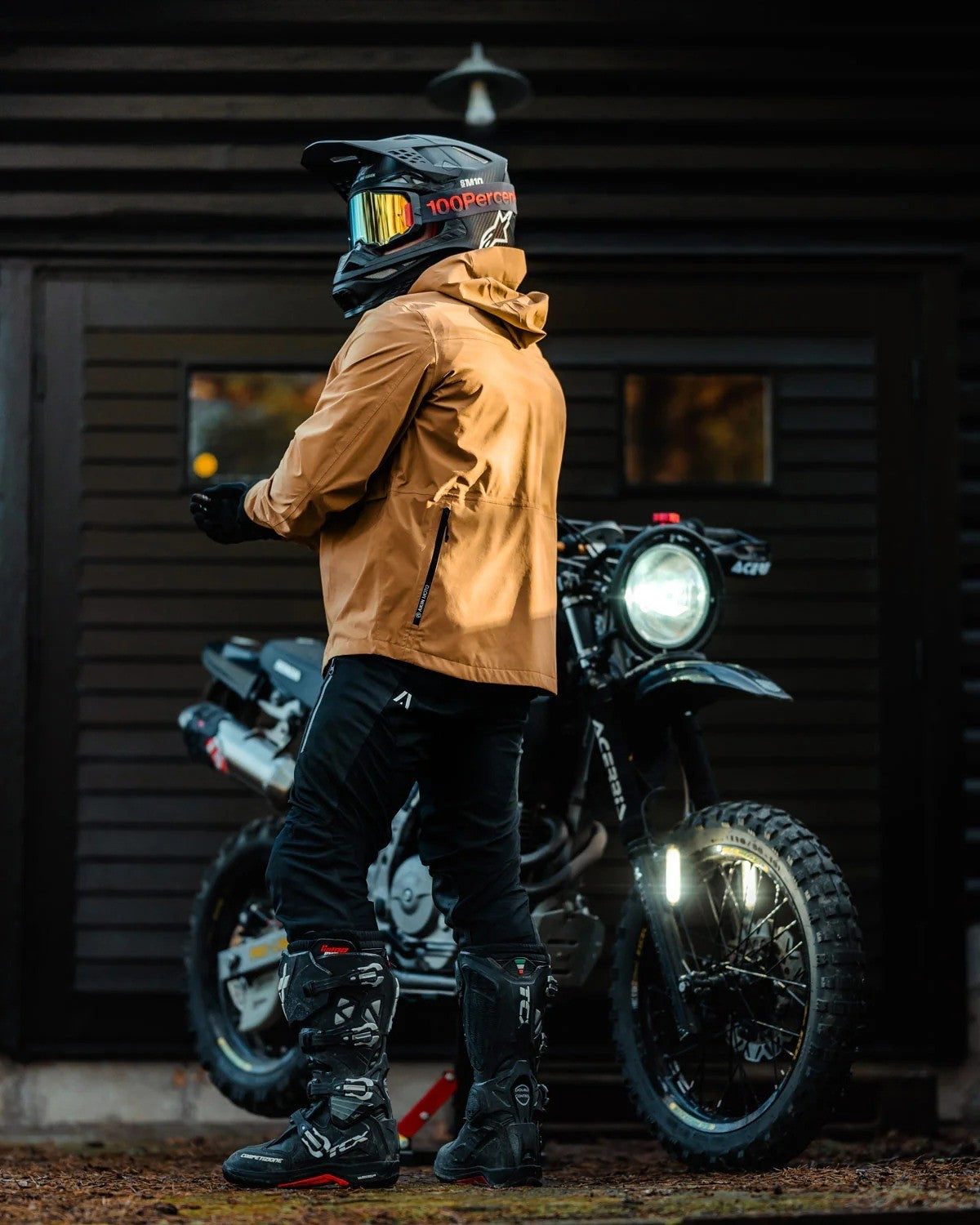 Akin Moto Gorm Moto Anokak Waterproof Motorcycle Jacket, Khaki, Medium