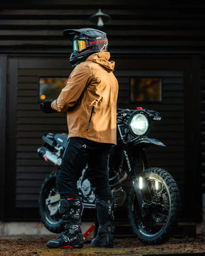 Akin Moto Gorm Moto Anokak Waterproof Motorcycle Jacket, Khaki, Medium