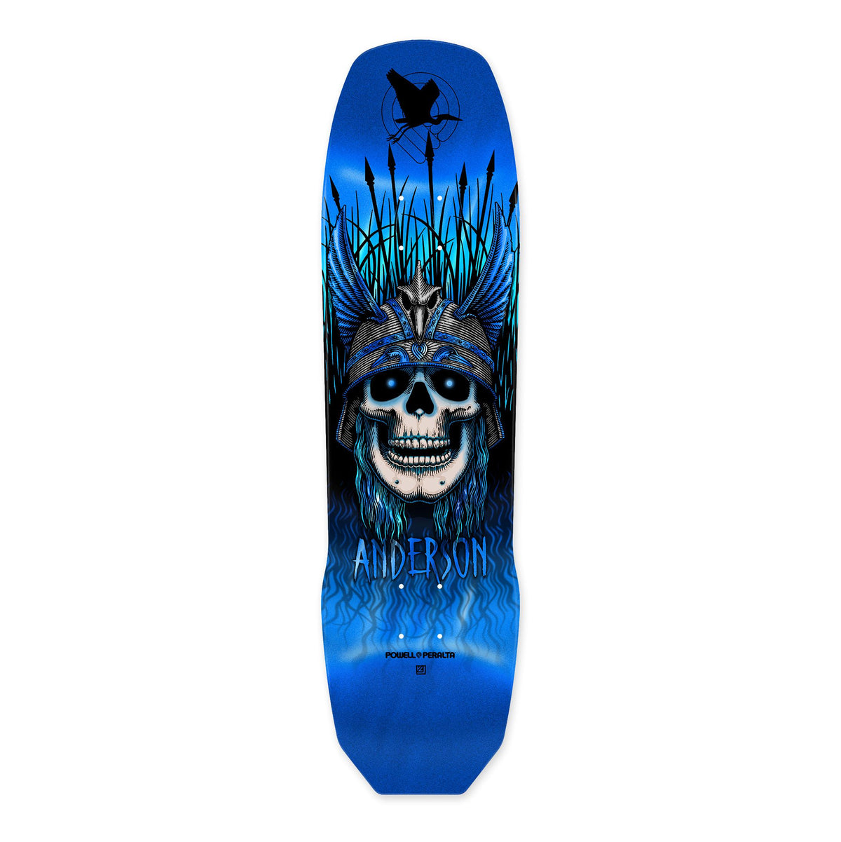 Powell-Peralta Pro Andy Anderson, Crane Skull Deck, MAPLE Shape 289, BLUE 8.45"