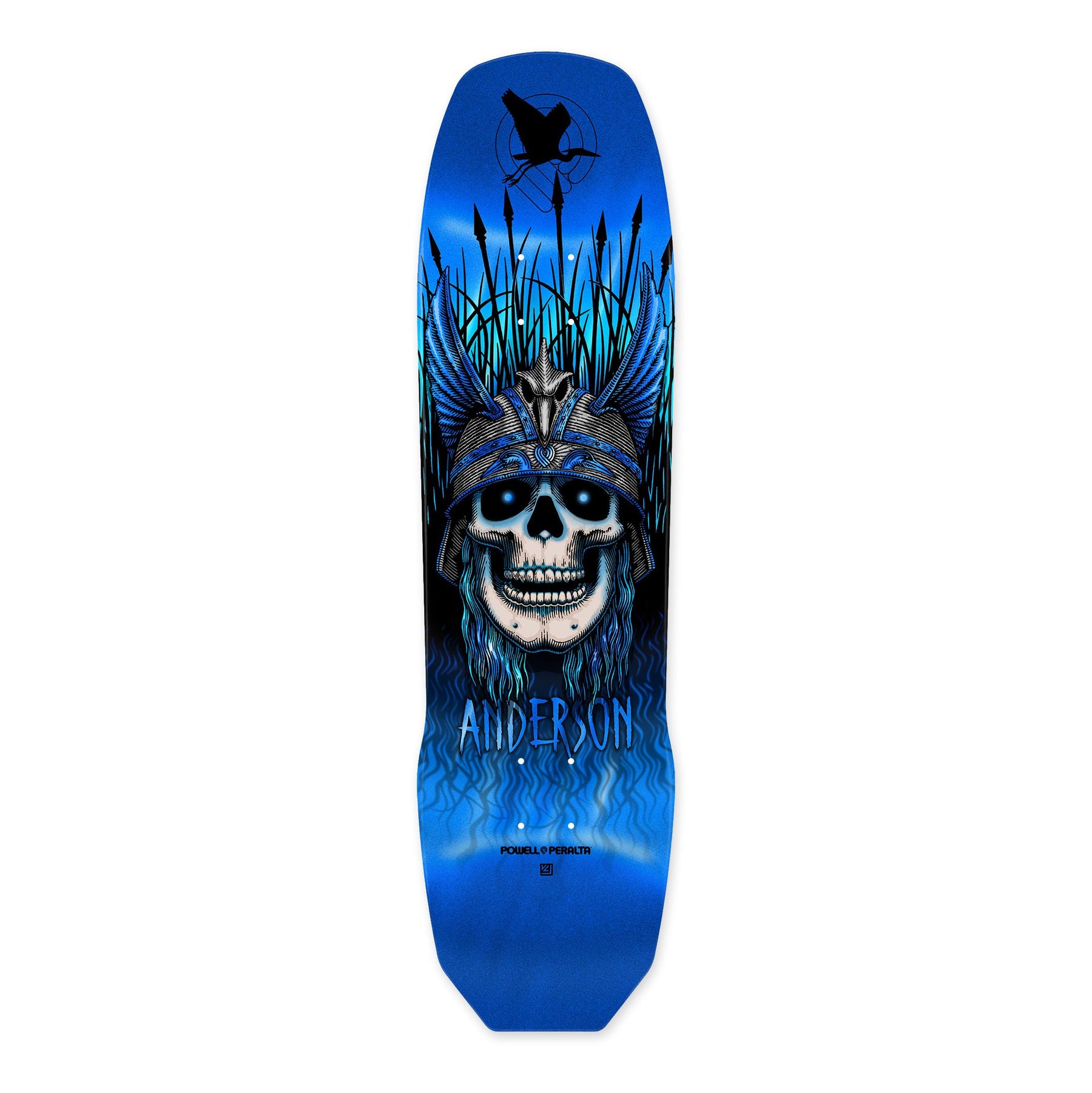 Powell-Peralta Pro Andy Anderson, Crane Skull Deck, MAPLE Shape 289, BLUE 8.45"