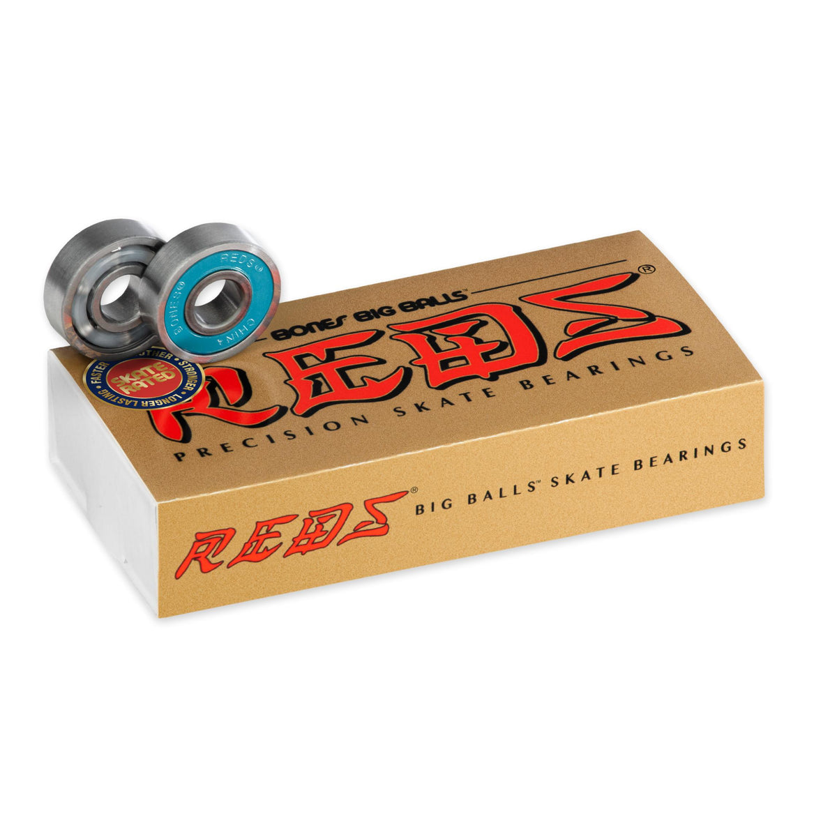 Bones Reds Skateboard Bearings, Big Balls (8mm, 16-Pack)