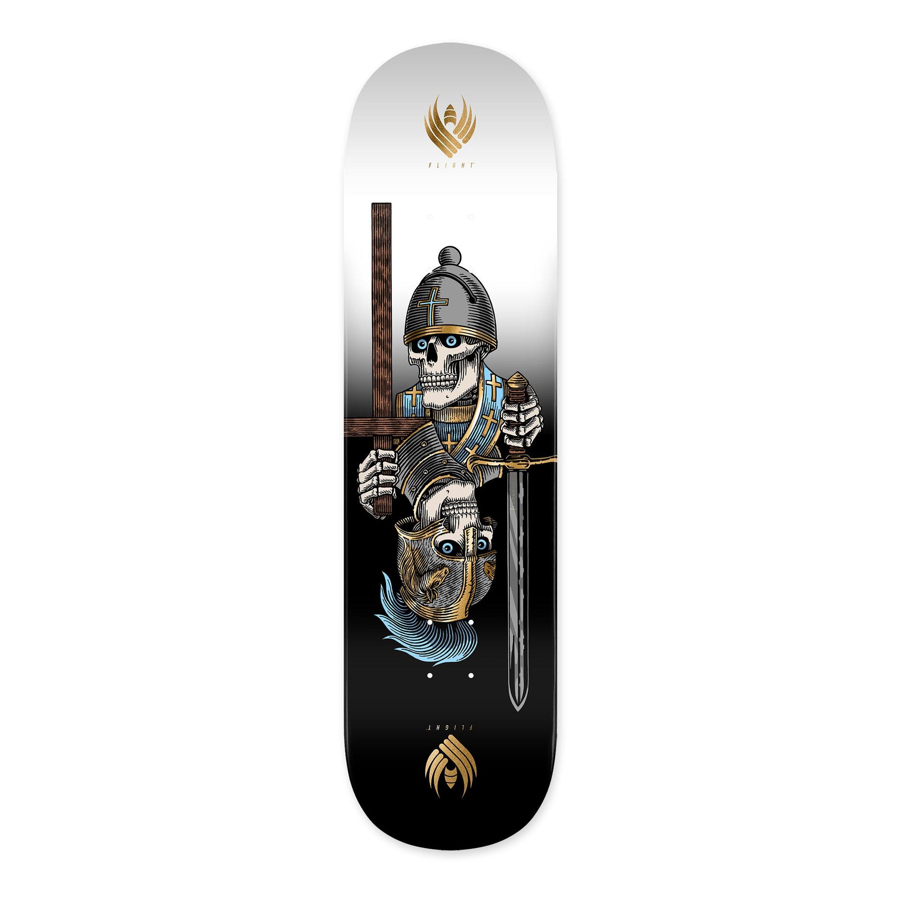 Powell Peralta Dan Corrigan Chess Skulls Flight Skateboard Deck, Gold Foil, 8.42" x 31.88"