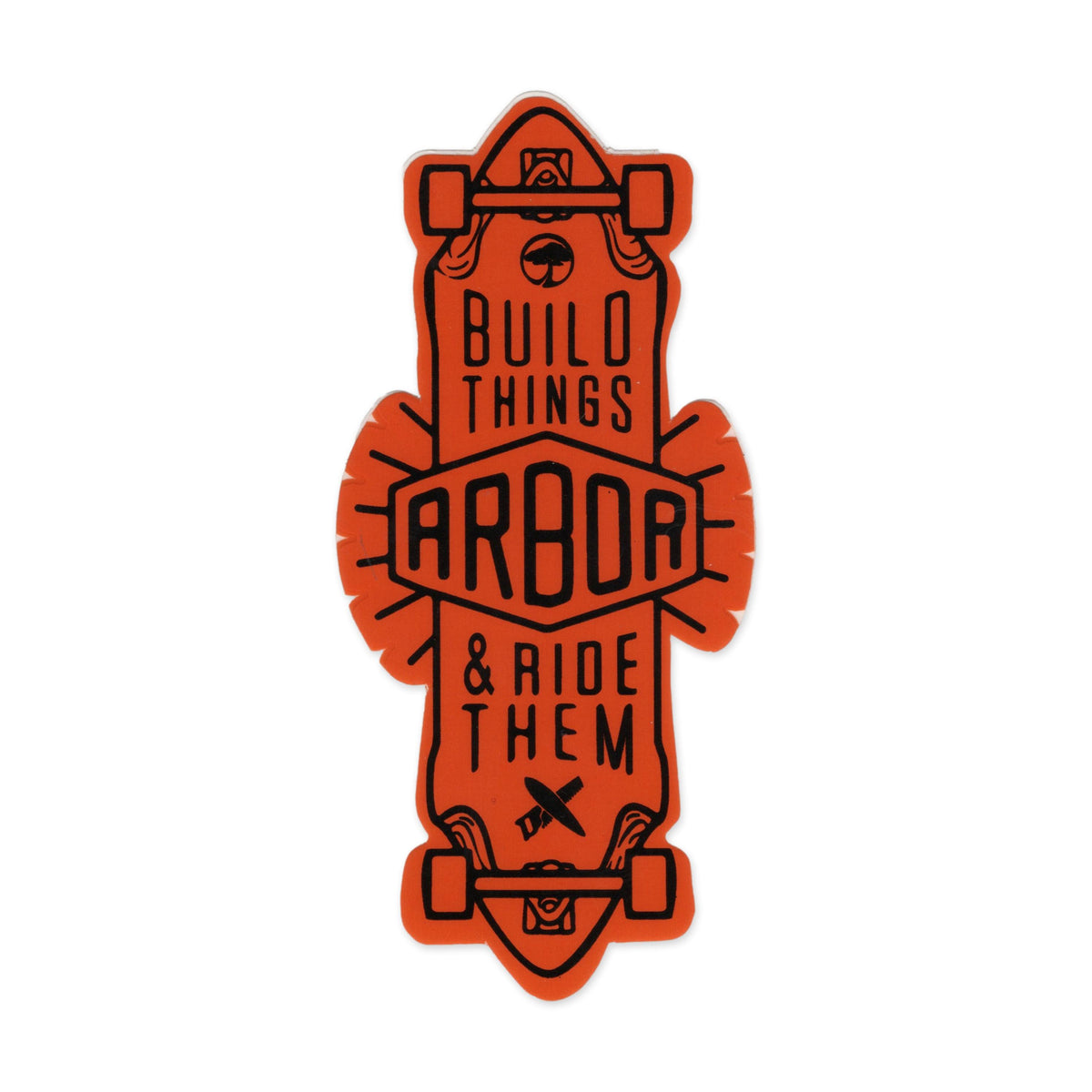 Arbor Skateboards Build Things and Ride Them Sticker, Red