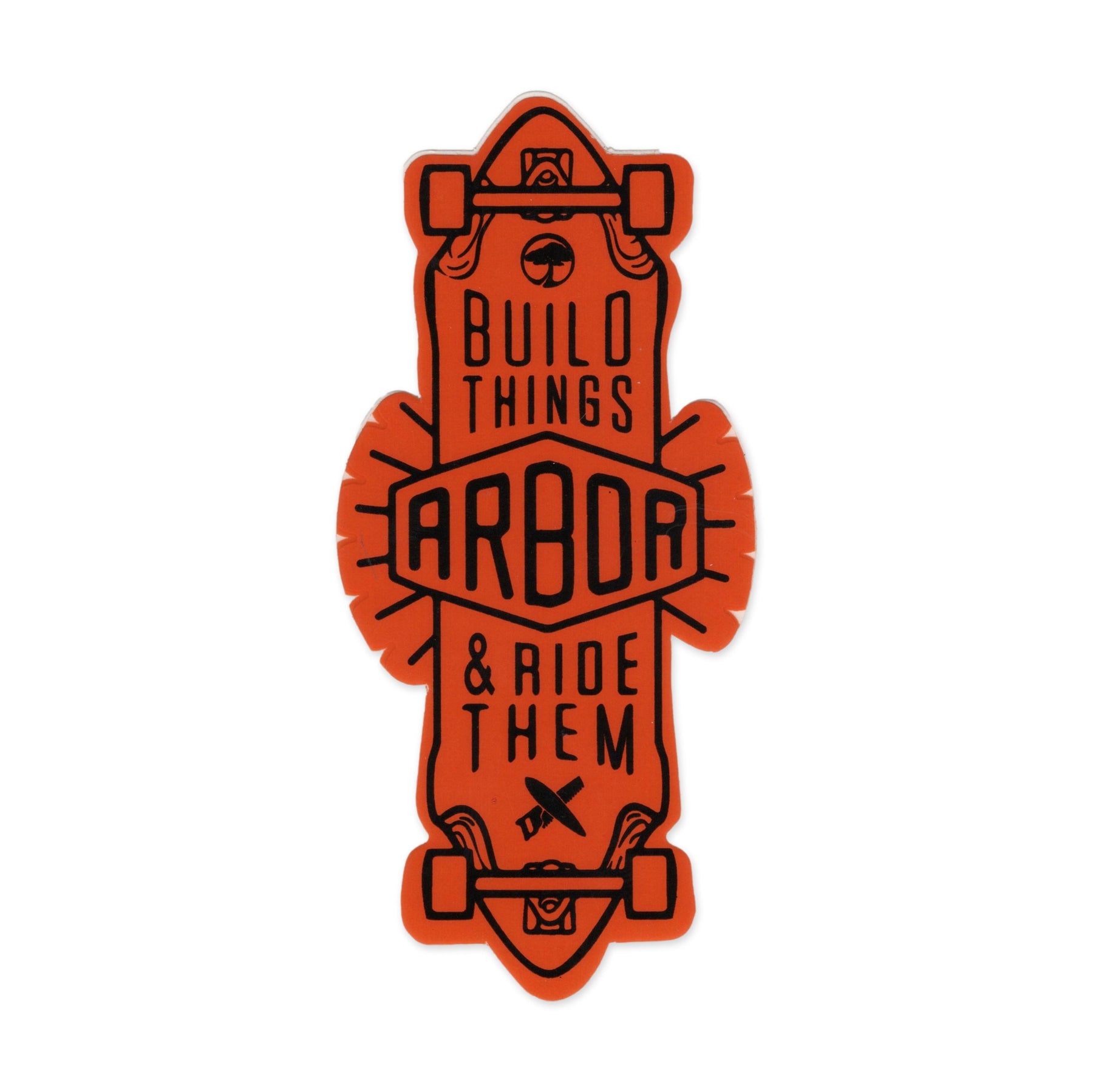 Arbor Skateboards Build Things and Ride Them Sticker, Red
