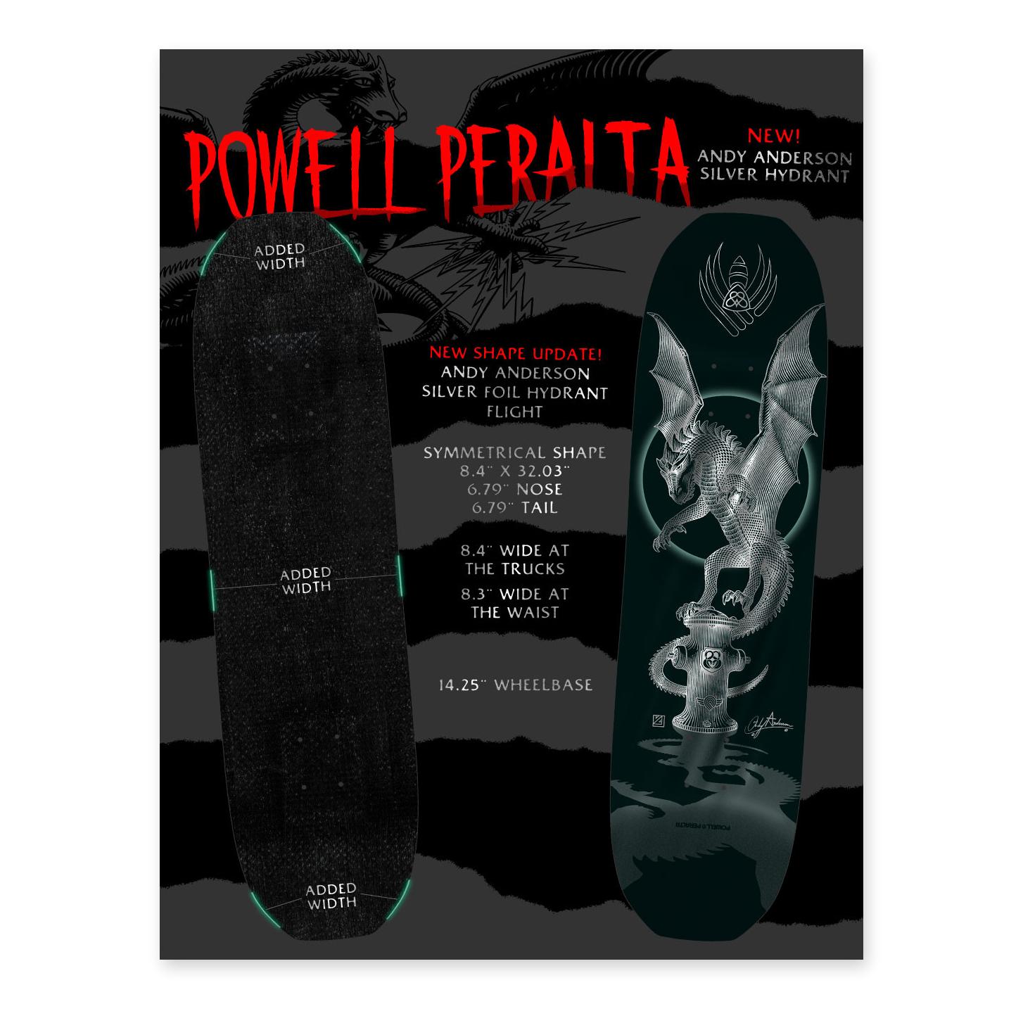 Powell Peralta Andy Anderson Hydrant 2 FLIGHT, Silver, Deck Only