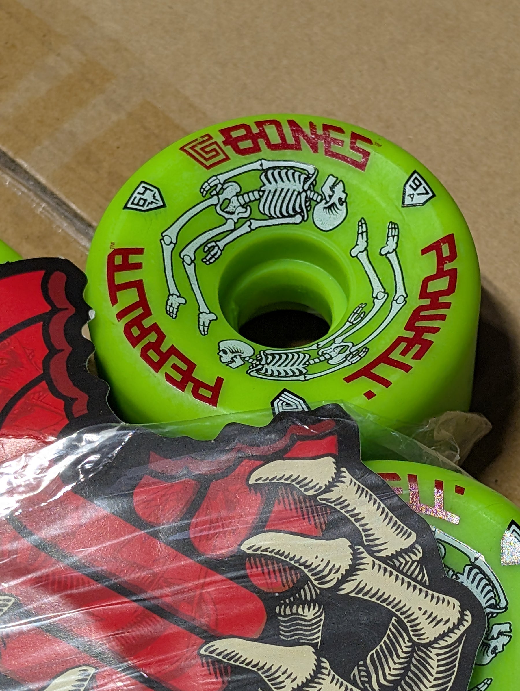 Bones G-Bones Skateboard Wheels, Green, 64mm/97a [OPEN BOX]