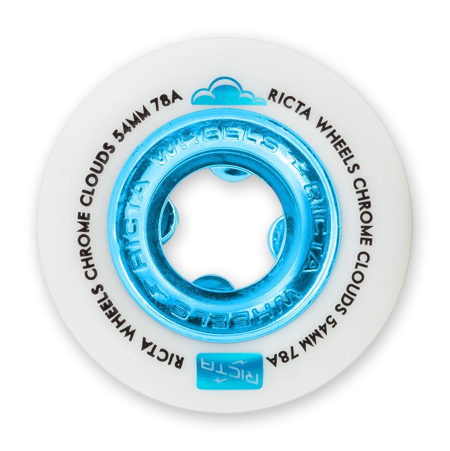 Ricta Chrome Clouds Wheels, White / Chrome Blue, 54mm/78a