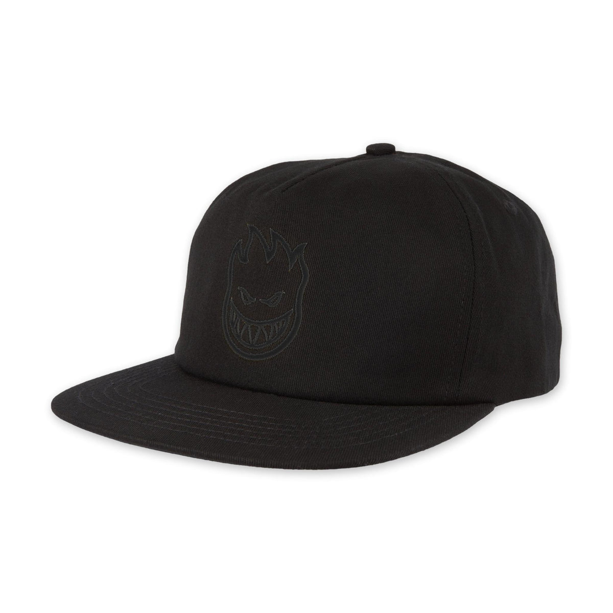 Spitfire Bighead Snapback Hat, Black with Black Logo