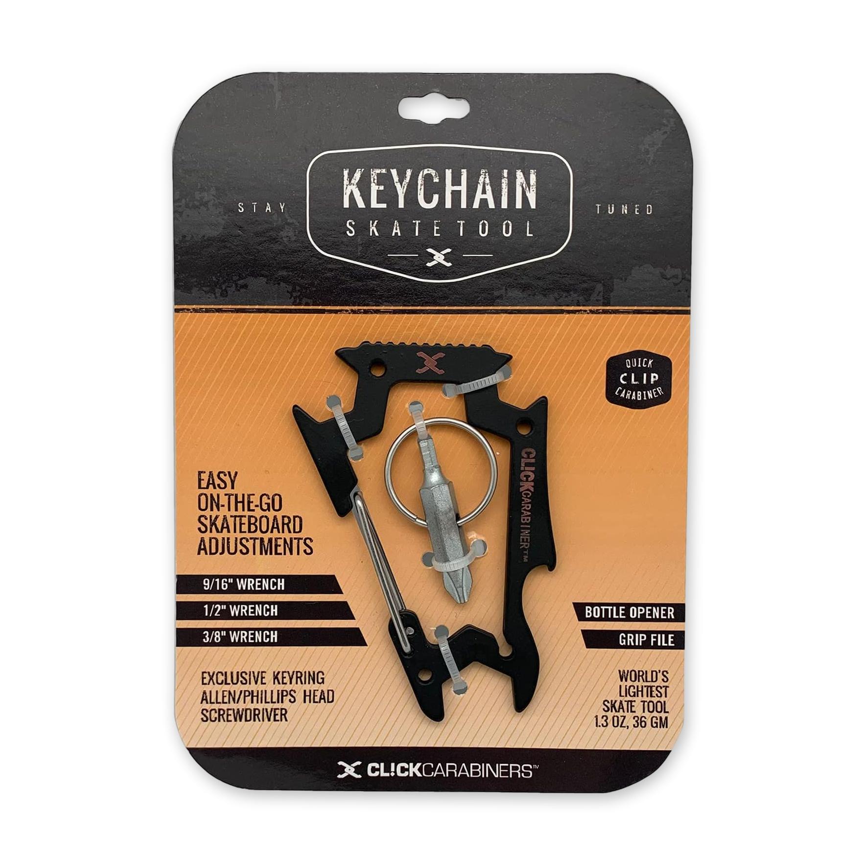 Sk8ology CLICK Carabiner Keychain Tool, Black/Black