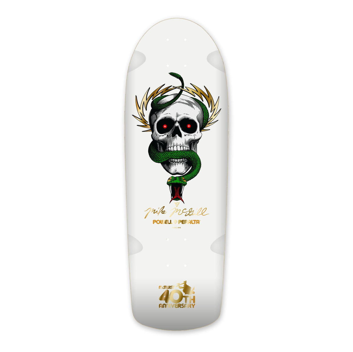 Powell-Peralta McGill Skull and Snake Deck, McTwist 40th, White/Gold, 10.0"