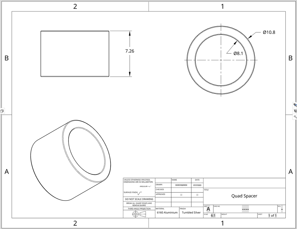 Rollerbones Roller Skate Bearing Spacers 0.285"