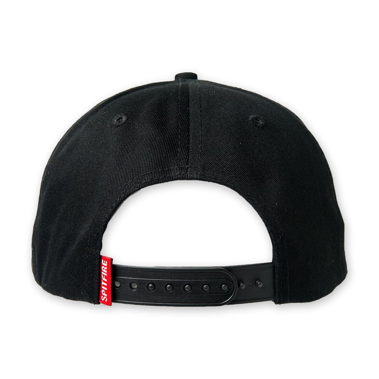 Spitfire Bighead Snapback Hat, Black with Black Logo