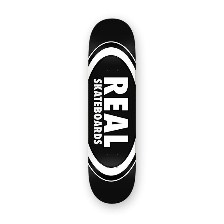 Real Classic Oval Logo Deck, Black/White, 8.25"